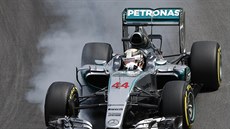 Lewis Hamilton bhem kvalifikace na Velkou cenu Brazílie