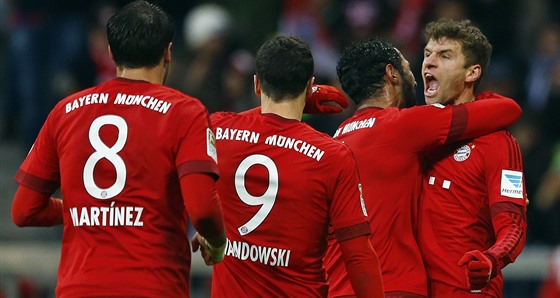 Gólová oslava fotbalist Bayernu Mnichov