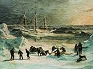 Jeden z obrazů zachycujících polární expedici na paroplachetnici Tegetthoff v...