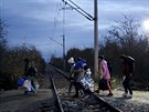 Uprchlíci na ecko-makedonské hranici u ecké vesnice Idomeni (28. listopadu...