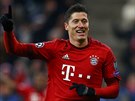 Robert Lewandowski z Bayernu Mnichov slaví gól v utkání Ligy mistr proti...