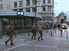 Belgití vojáci v ulicích Bruselu (21. listopadu 2015)