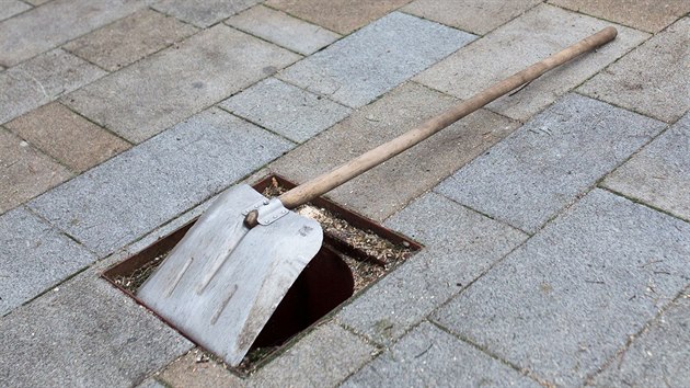 Dru, do kter bude vsazen nov strom, zakrvala lopata.