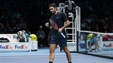 Roger Federer po vítzném úderu na Turnaji mistr.