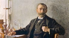 védský chemik a vynálezce Alfred Nobel ve své pracovn