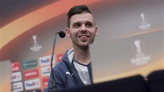 Plzeský útoník Michal uri na tiskové konferenci