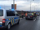 Hromadn� nehoda se stala v pra�sk� Libereck� ulici (30.11.2015).
