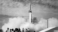 Start upravené rakety V2 (Bumper) z Mysu Canaveral na Floridě v roce 1950