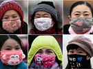 Obyvatelé Pekingu s roukami (9. prosince 2015).