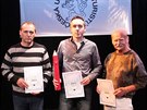 Vítzové karikaturisty roku 2015 - zleva Jií Pirkl, Marek Simon a Miloslav...