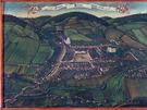 Pohled na Zlín od severu na vedut msta z roku 1846.