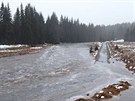 Roklanský potok v Modrav ráno dosáhla tetího povodového stupn (1. prosince...