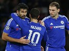 DOBRÁ PRÁCE, DIEGO. Costa (vlevo), Hazard a Ivanovi (vpravo) z Chelsea...