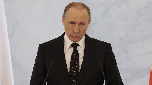 Rusk prezident Vladimr Putin vystoupil v Moskv s projevem o stavu zem (3. prosince 2015).