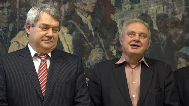 Miloslav Ransdorf s p�edsedou KS�M Vojt�chem Filipem (8. 12. 2015)