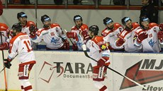 Momentka z utkání Olomouce s Litvínovem v utkání 25. kola hokejové extraligy