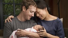 Mark Zuckerberg a jeho manželka Priscilla s novorozenou dcerou Max