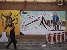 Lidová protisaúdská a protiamerická propaganda v ulicích Saná (7. prosince 2015)