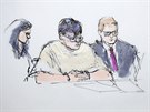 Skica obvinného Marqueze u soudu