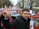 Jeden z opoziních lídr Ryszard Petru bhem sobotní protest ve Varav (12....