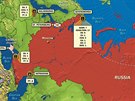 Rozmístní hlavních ruských námoních základen vetn potu plavidel a velitel