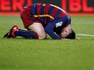 Argentinský útoník Lionel Messi z Barcelony po neekané ztrát svého týmu