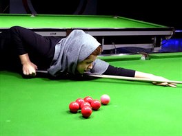 AMPIONKA. estadvacetiletá íránská ampionka v enském snookeru Akram...