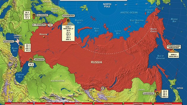 Rozmstn hlavnch ruskch nmonch zkladen vetn potu plavidel a velitel