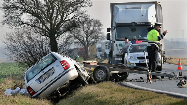 Tragická nehoda na dálničním přivaděči u Nýřan na Plzeňsku. (11. prosince 2015)