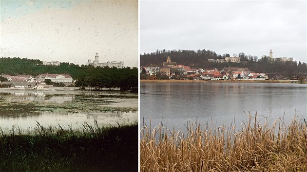 Hlubok nad Vltavou kolem roku 1890 a v souasnosti