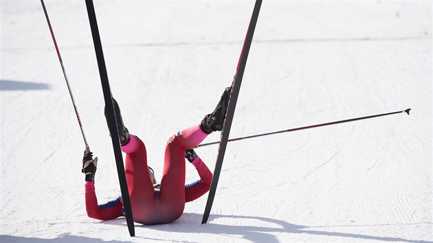 Ingvild Flugstad stbergov v cli zvodu na 15 kilometr v Davosu.