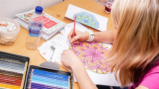 Omalovánky pro dosp�lé. Eva Puskar�íková u nich vysedává u nich ve volných...