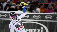 Spokojená Frida Hansdotterová po druhém kole slalomu v Aare.