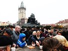 Ministr financí Andrej Babi a primátorka Prahy Adriana Krnáová rozlévali na...