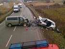 Dopravní nehodu u Boskovic nepeil jeden idi (21. 12. 2015).