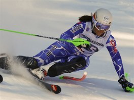 Slovensk lyaka Petra Vlhov pi slalomu v Lienzu.