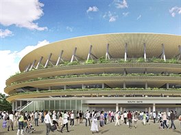 Návrh Kenga Kumy na podobu olympijského stadionu pro hry v Tokiu 2020.