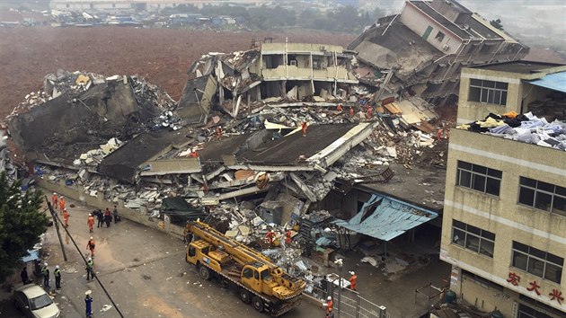 Rozsáhlý sesuv půdy v průmyslové zóně jihočínského města Šen-čen zavalil 18 budov. Pohřešuje se 22 lidí. (20.12.2015)