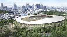 Návrh Kenga Kumy na podobu olympijského stadionu pro hry v Tokiu 2020.