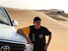 Martin Prokop s Toyotou Hilux pi tréninku na písených dunách ped Rallye...