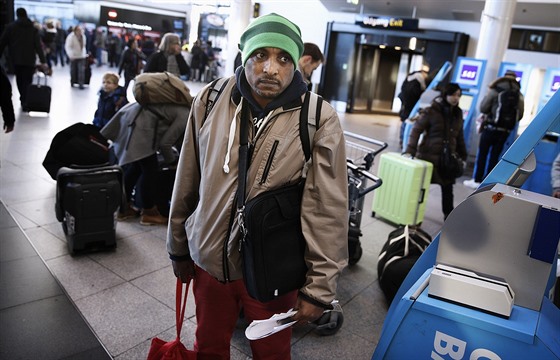 Uprchlík z Etiopie v Kodani (4. ledna 2016)