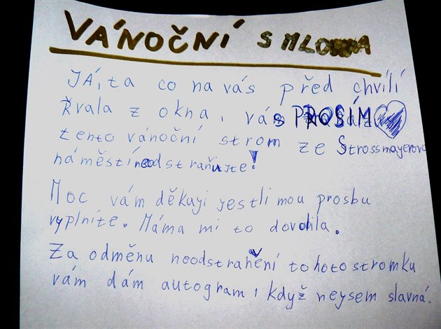 Dopis od desetileté Kristýnky Kočicové.