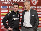 Slávistický trenér Duan Uhrin mladí (vlevo) a jeden z majitel klubu Jií...