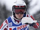 Norská  lyaka Nina Lösethová na trati slalomu v Santa Caterin.