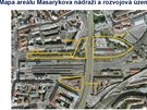 Mapa pozemků pražského Masarykova nádraží.