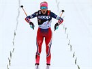 Therese Johaugová v cíli klasické desítky na Tour de Ski v Oberstdorfu