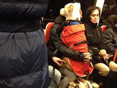 I takto přepravují lidé svého psa v pražském metru.