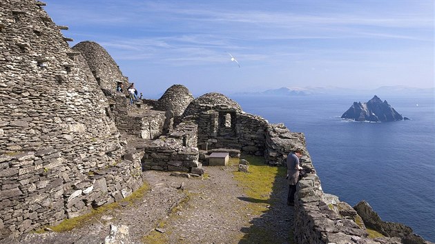 Trosky keltskho chrmu na vrcholu irskho ostrova Skellig Michael