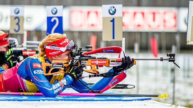 LEKA. Gabriela Soukalov bhem stelby ve sthacm zvod v Ruhpoldingu