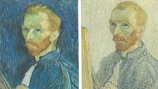 Vlevo: Vincent van Gogh - Autoportrét (1889), vpravo Anonym: Portrét Vincenta...